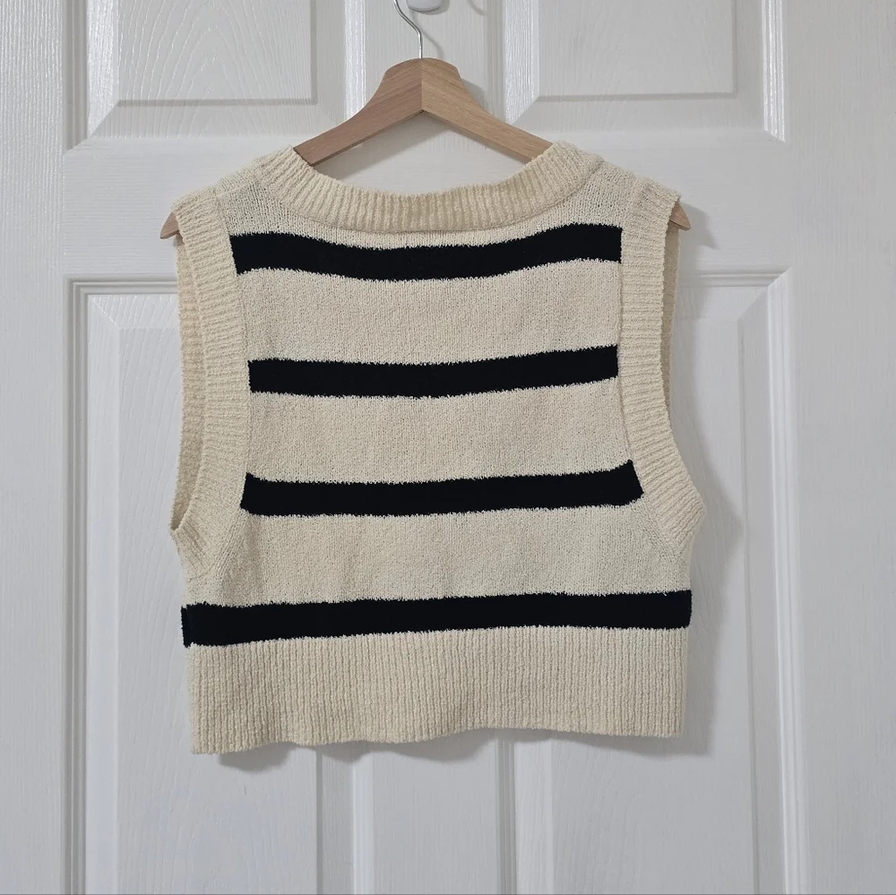 Free People Santa Monica Knit Vest In Black And White Combo Size S
